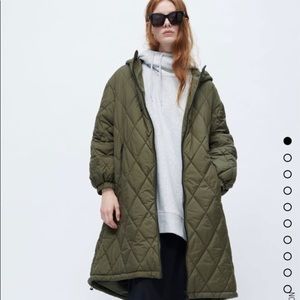 Zara Long Quilted Puffer Coat. NWT. size Small.